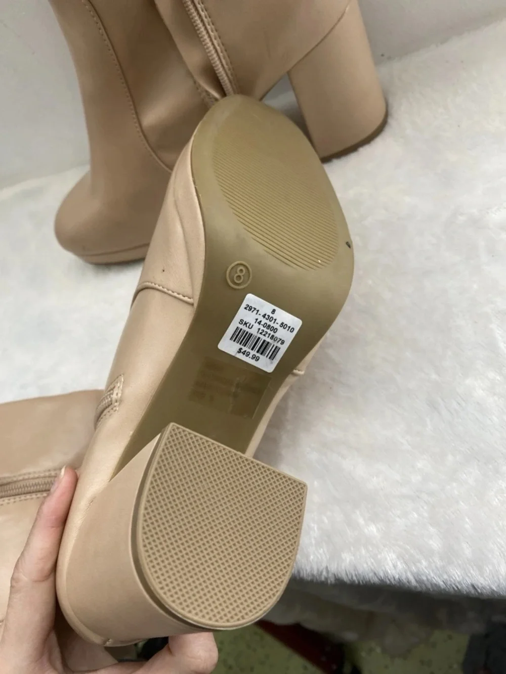 Over-the-Knee Block Heel Boots in Taupe